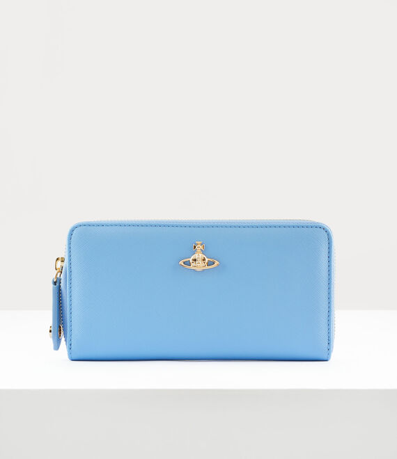 Vivienne Westwood Classic Zip Round Wallet in light blue